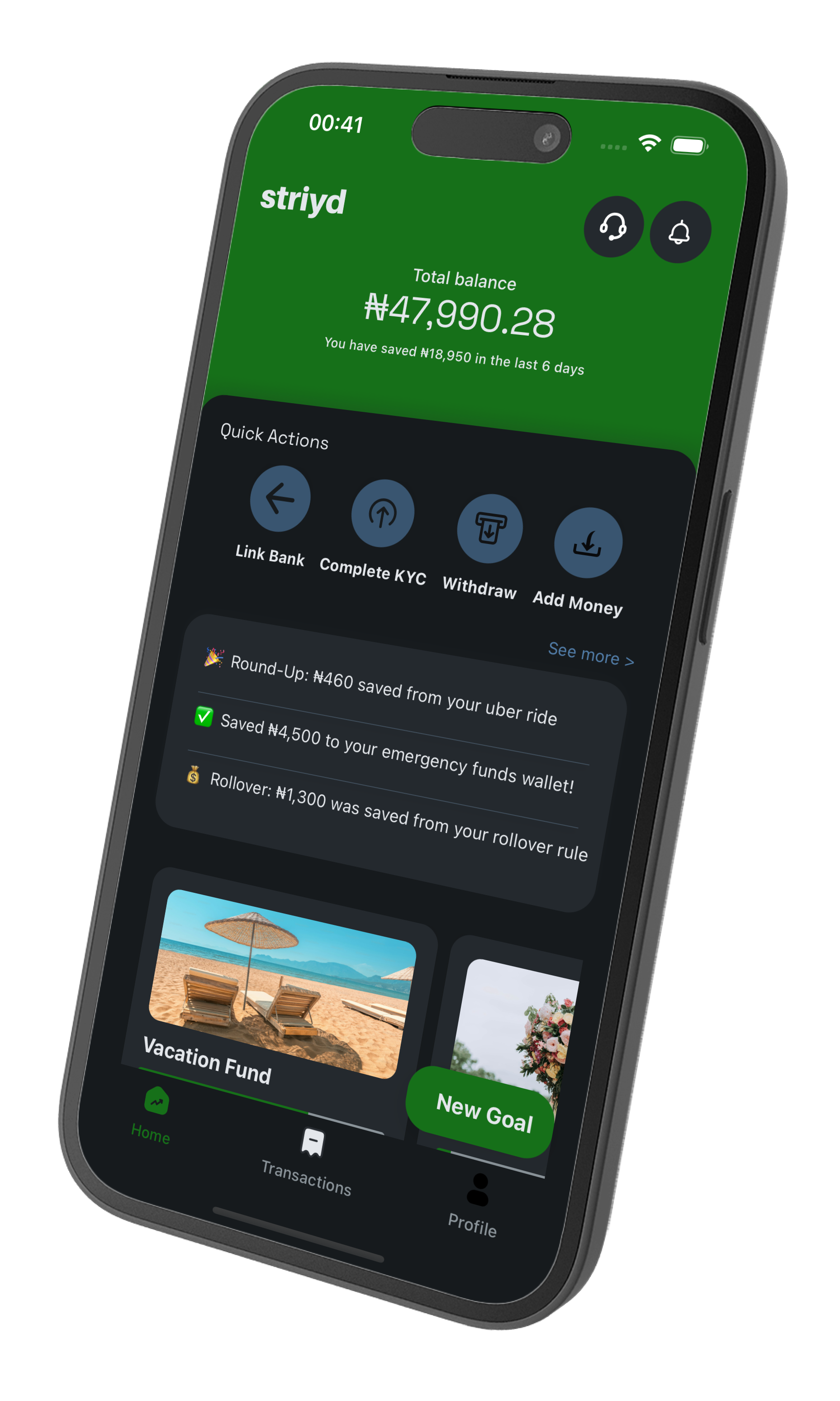 Striyd Mobile App Mockup showing automated investing